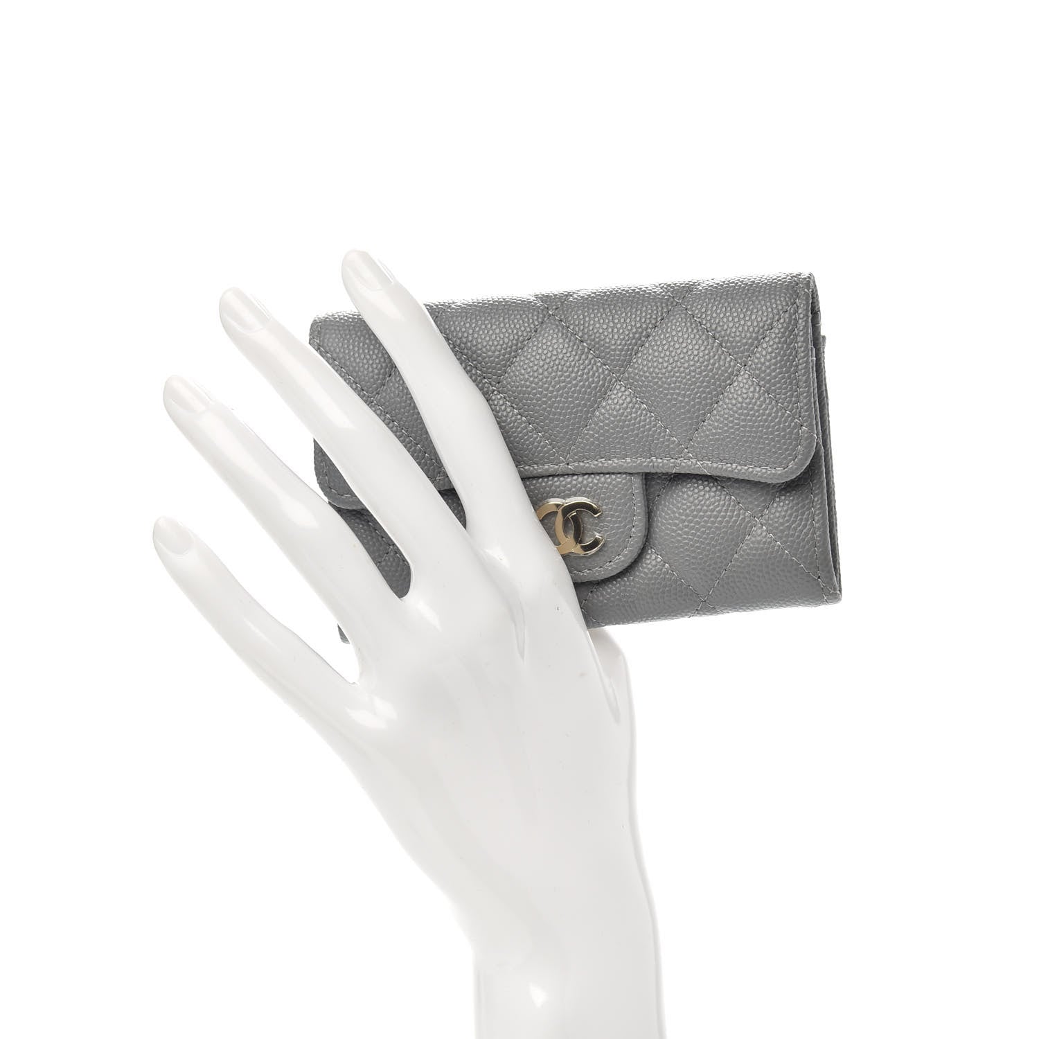 Chanel Caviar Quilted Flap Card Holder Wallet Dark Grey 3 of 18