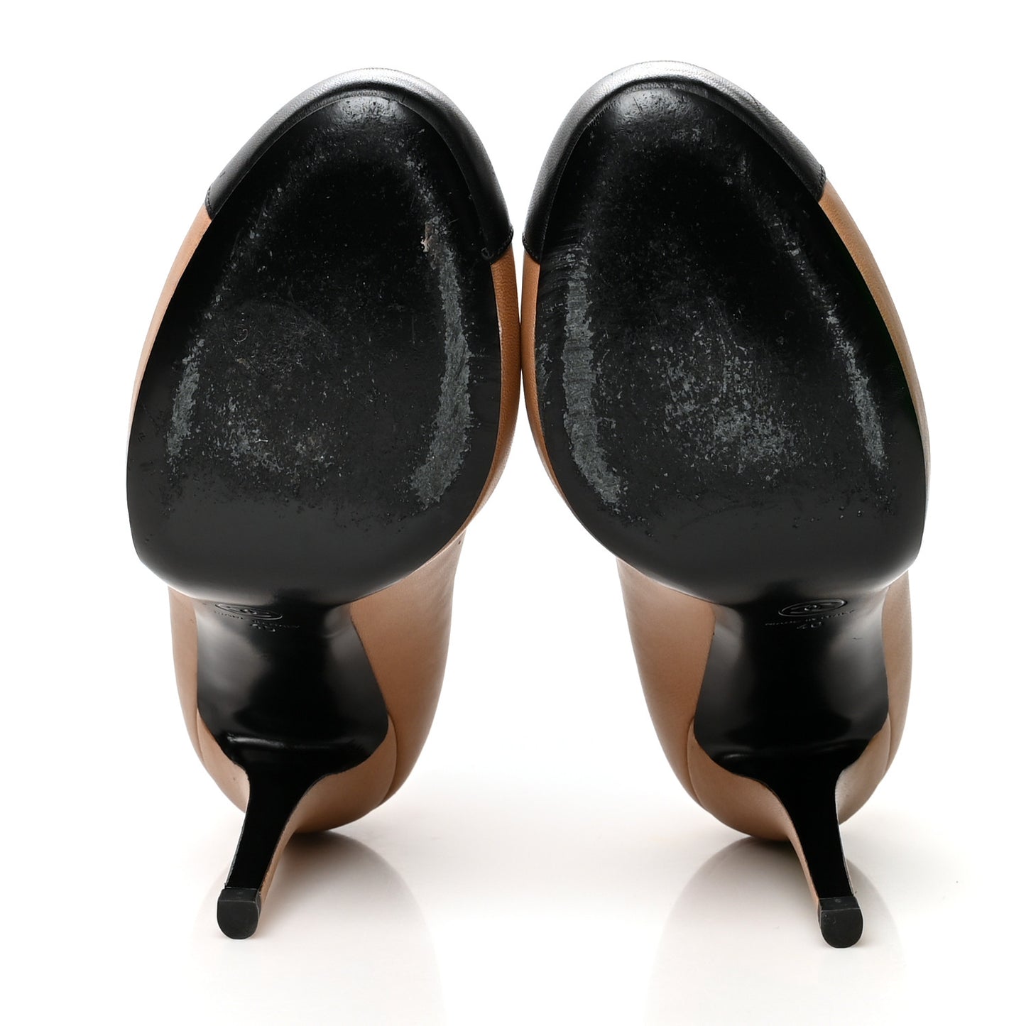 Lambskin Bow Cap Toe CC Pumps 40 Beige Black