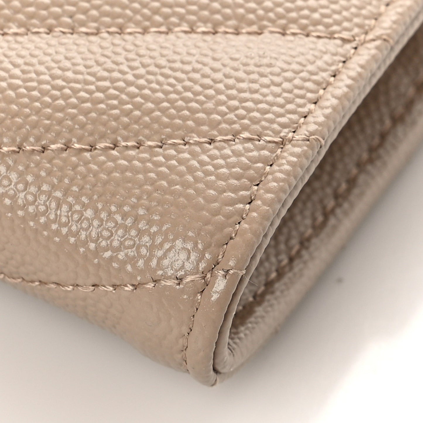 Grain De Poudre Matelasse Chevron Monogram Flap Wallet Dark Beige