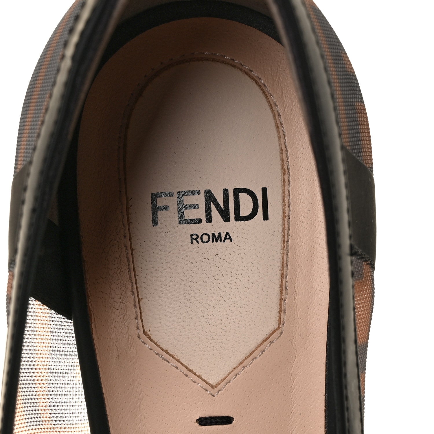 Fendi Technical Mesh Vitello Gommato FF Colibri 55mm Pumps 38.5 Tobacco Moro Black 7 of 7