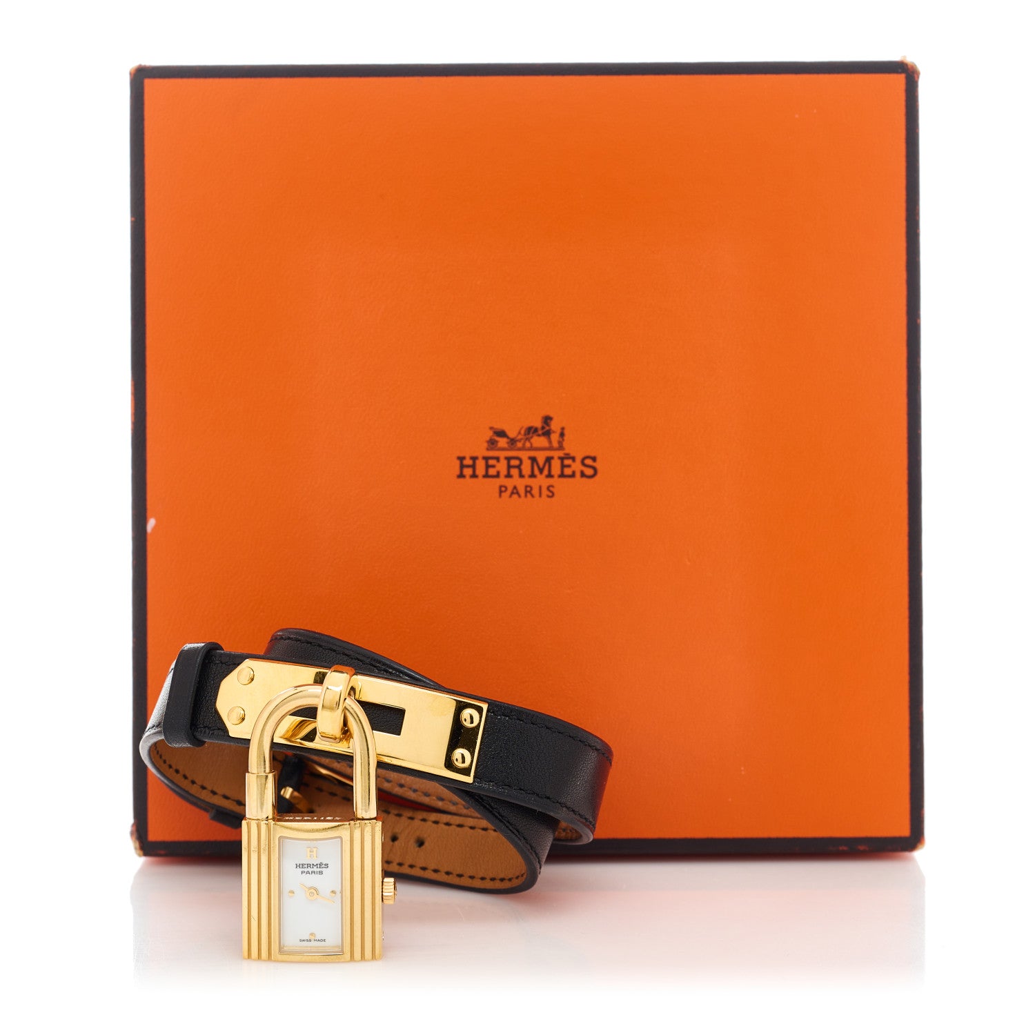 Hermes Stainless Steel Barenia 20mm Kelly Cadena Double Tour Quartz Watch Noir 5 of 5