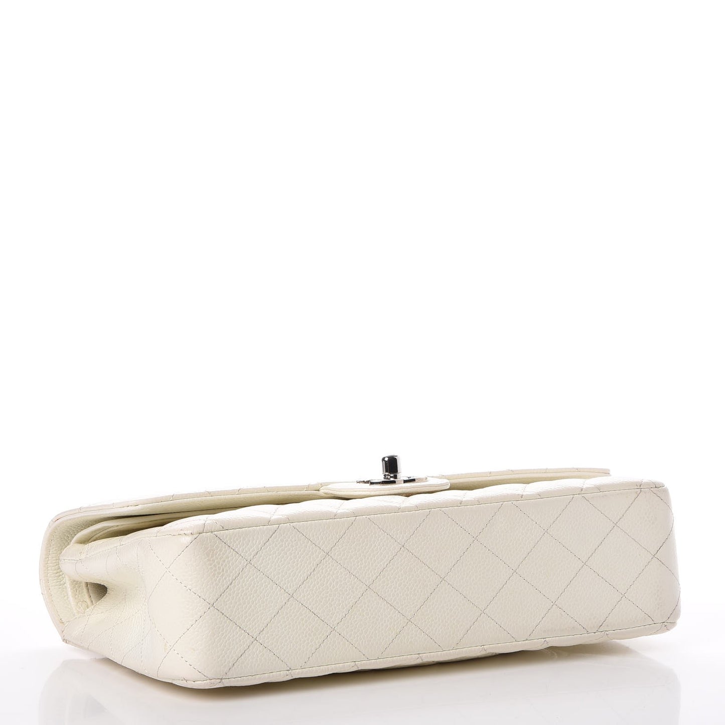 Caviar Quilted Medium Double Flap White