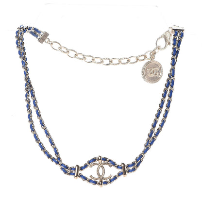 Chanel Metal Lambskin CC Chain Link Necklace Blue 3 of 5