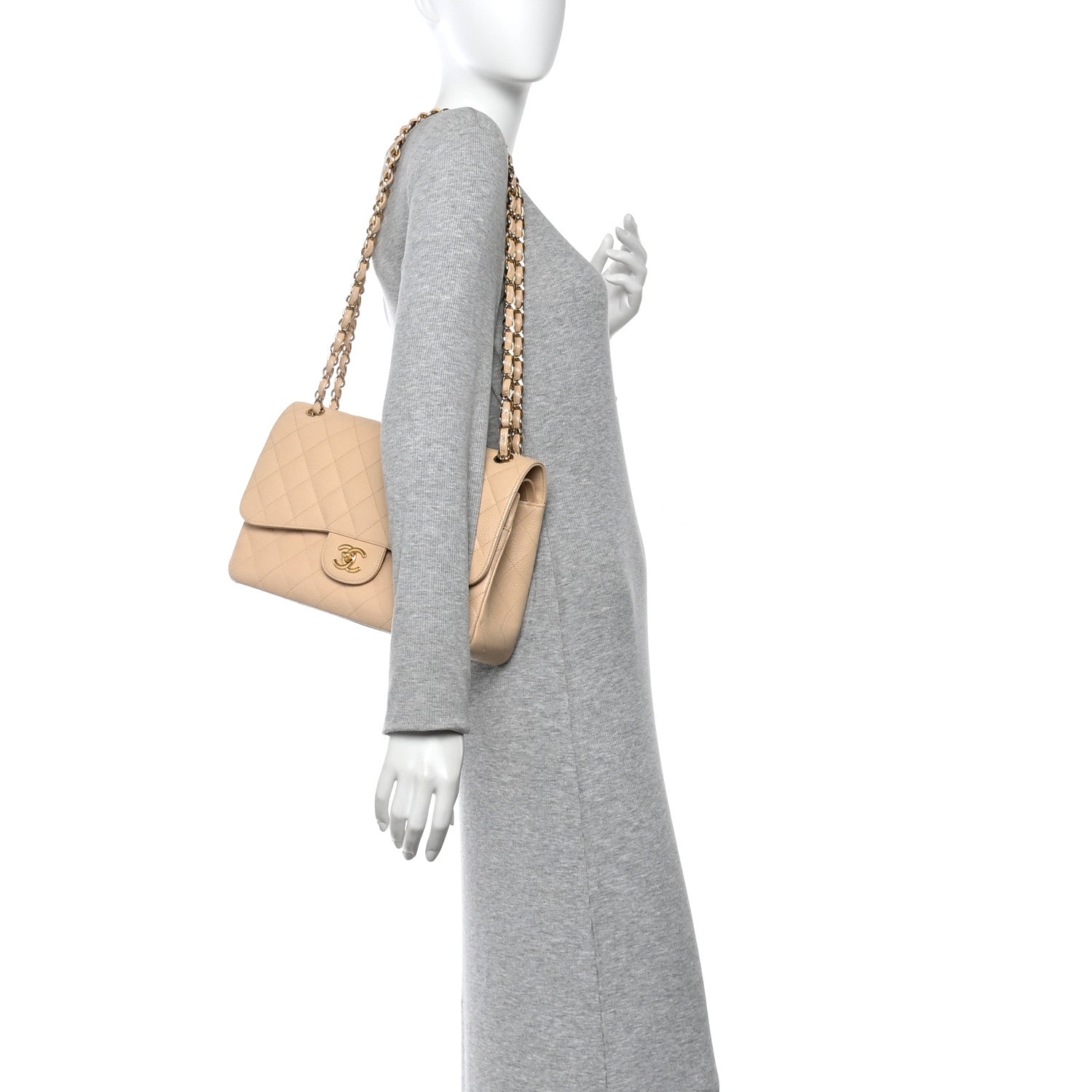 Chanel Caviar Quilted Jumbo Double Flap Beige Clair 2 of 16