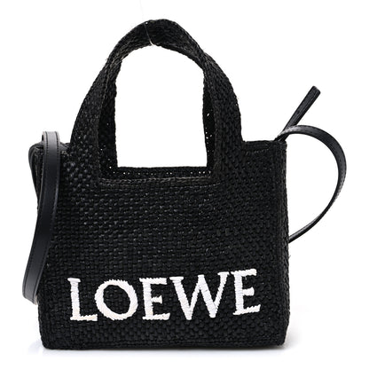 Loewe X PAULA'S IBIZA Raffia Mini Font Tote Black 1 of 11
