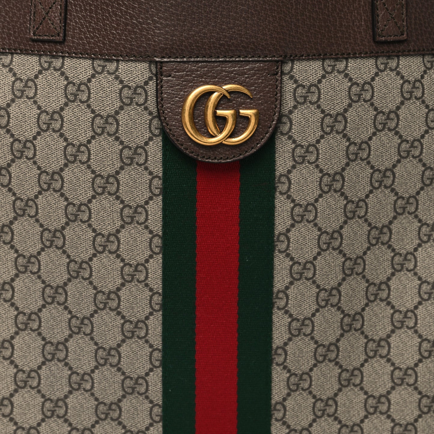 GG Supreme Monogram Web Ophidia Tote Brown