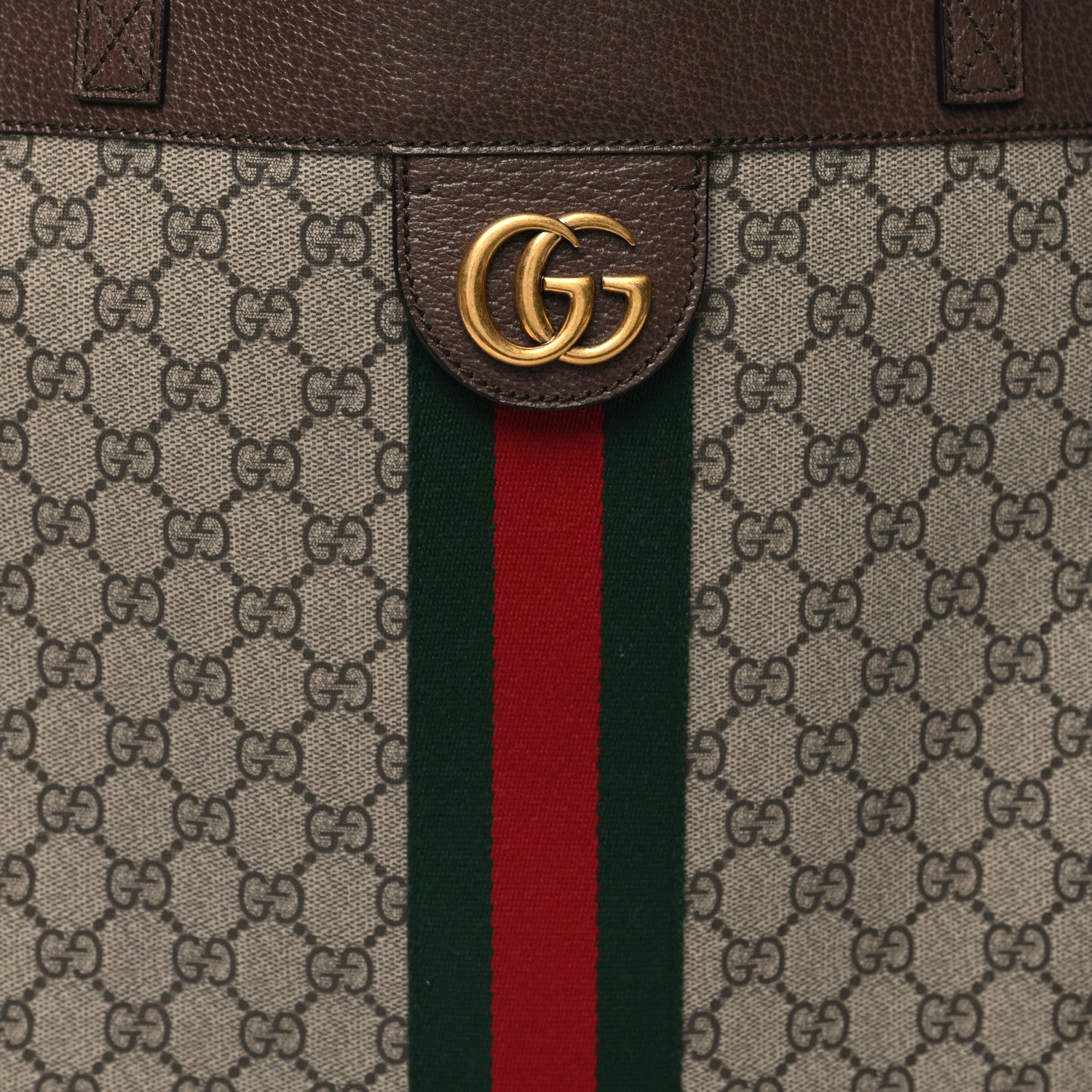 Gucci GG Supreme Monogram Web Ophidia Tote Brown 8 of 13
