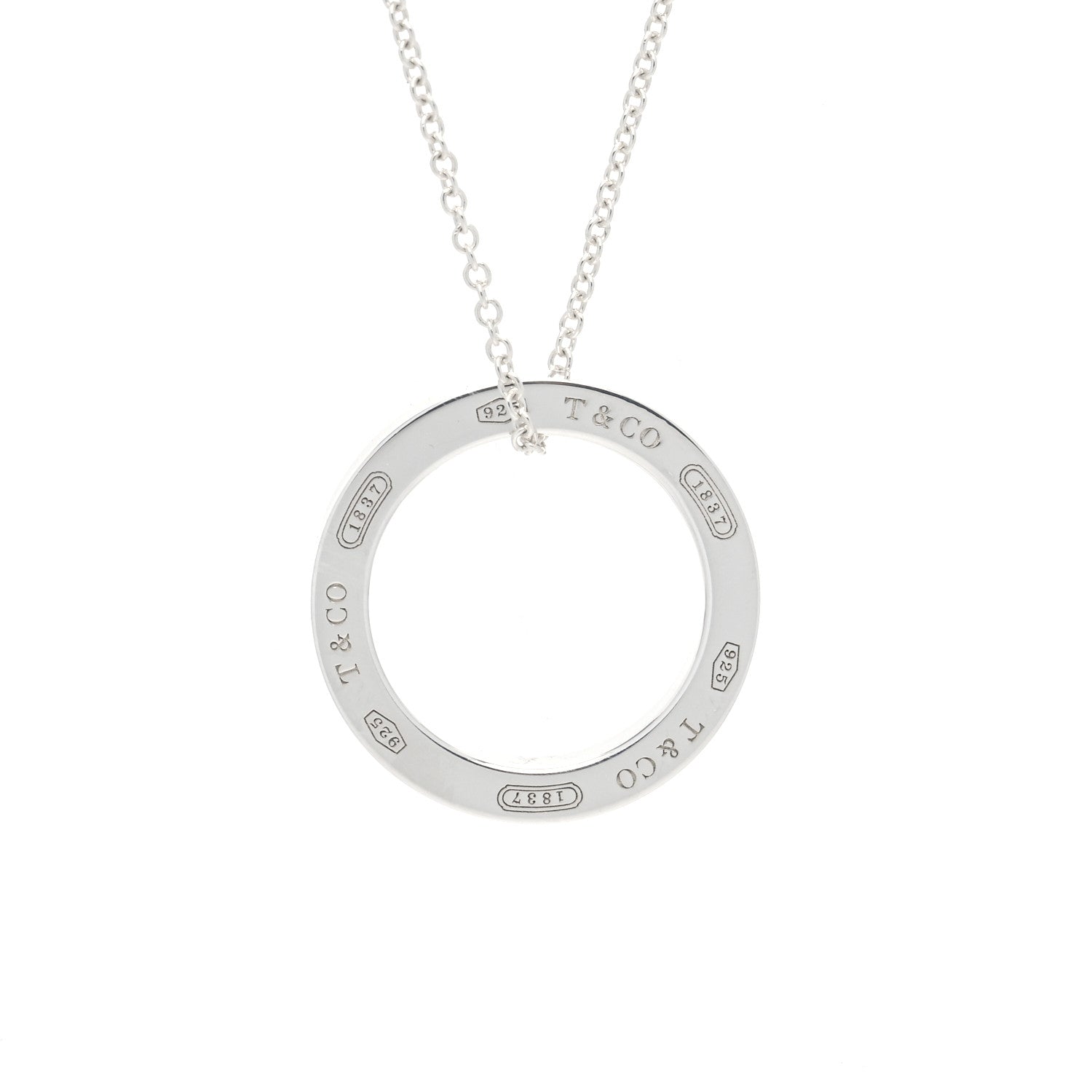 Tiffany Sterling Silver 1837 Circle Pendant Necklace 4 of 7