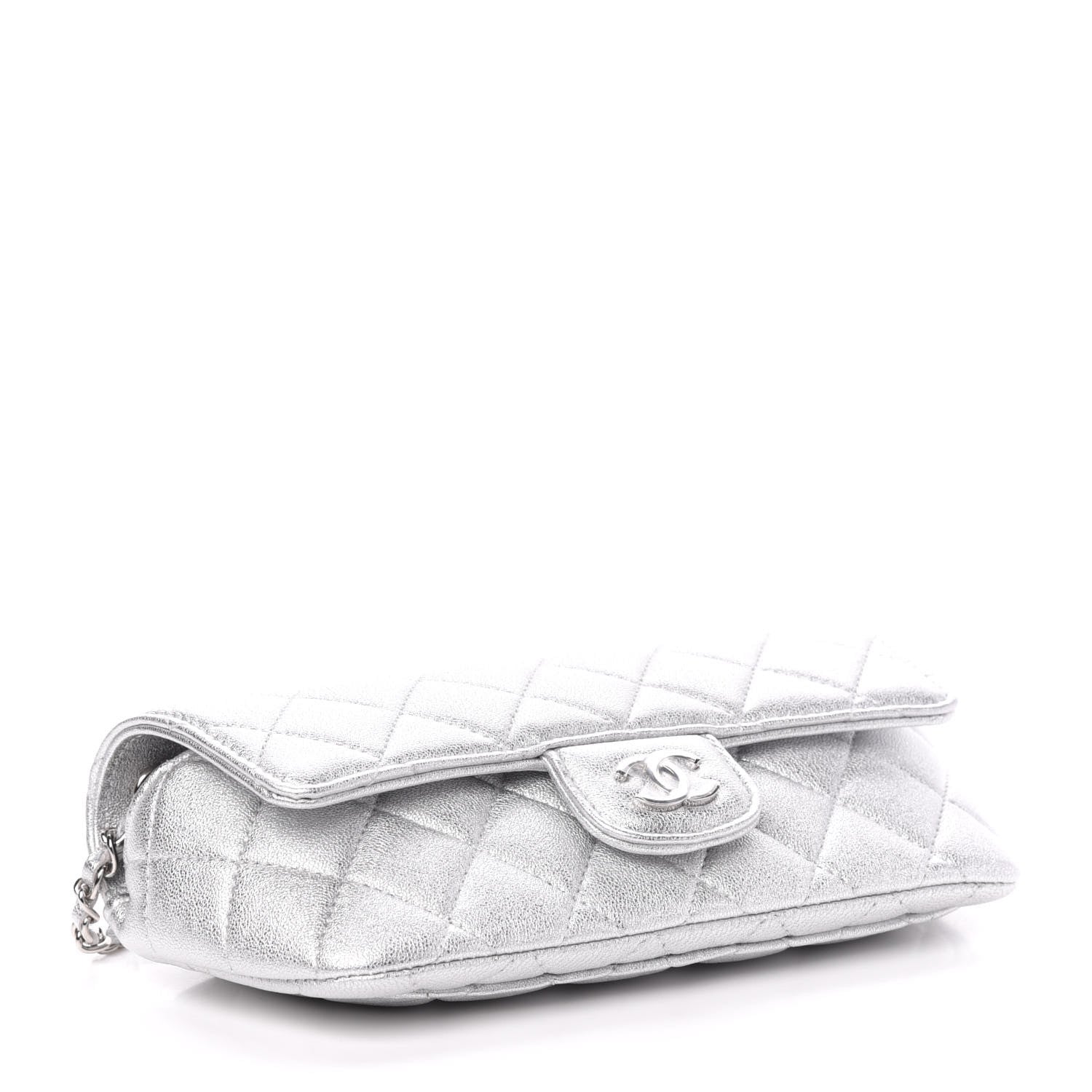Chanel Metallic Lambskin Quilted Glasses Case With Chain Silver 4 of 11