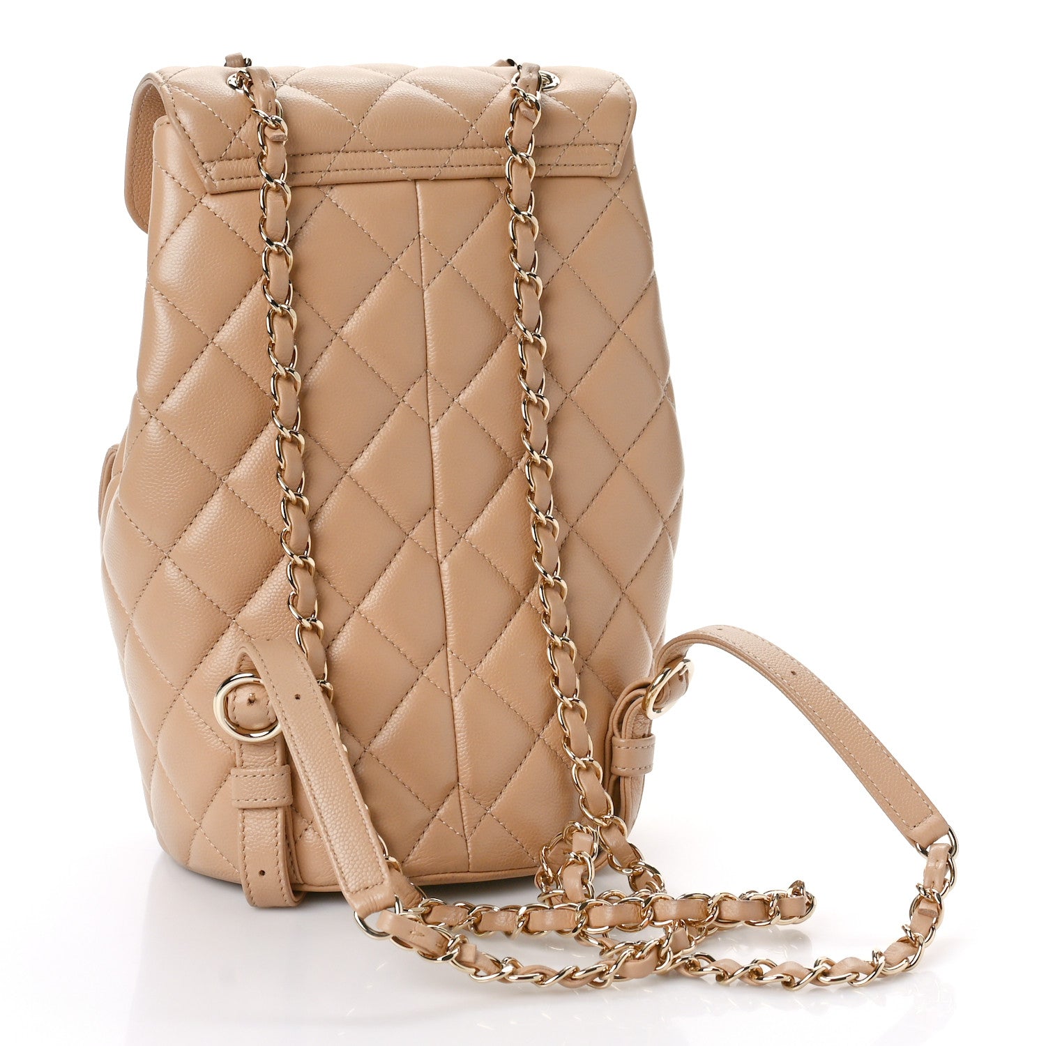 Chanel Caviar Quilted Double Pocket Backpack Beige 3 of 10