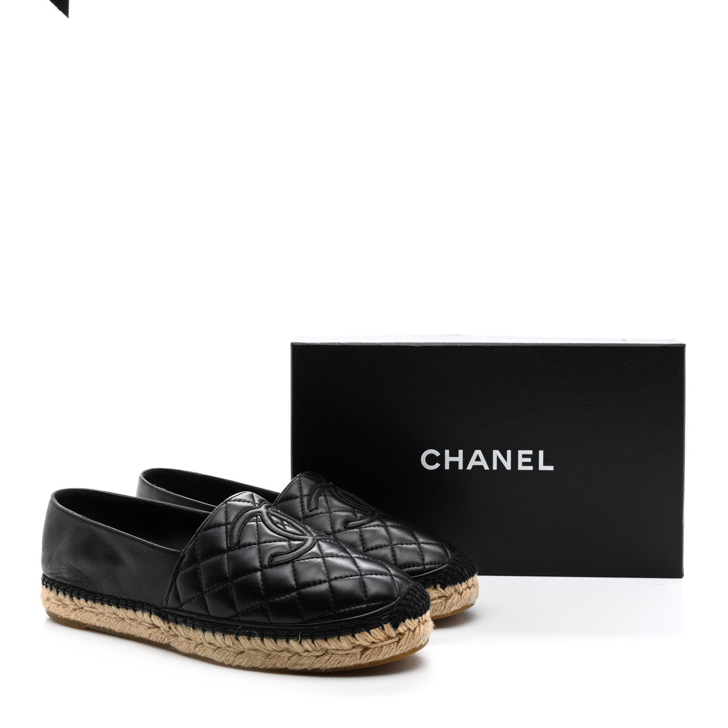 Chanel Lambskin Quilted CC Espadrilles 40 Black 10 of 10