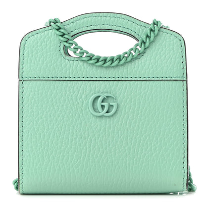 Gucci Dollar Calfskin Enamel Monochrome GG Marmont Top Handle Card Case Wallet Pepperlight Mint 1 of 9