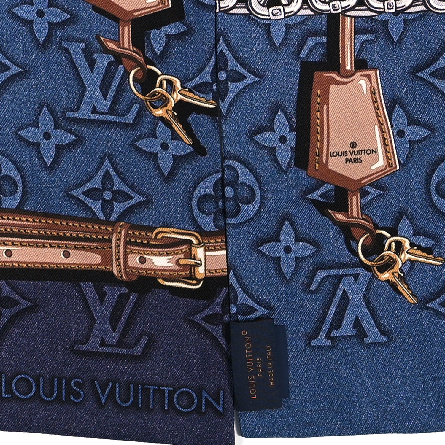 Louis Vuitton Silk Denimgram Confidential Bandeau Denim Blue 2 of 3