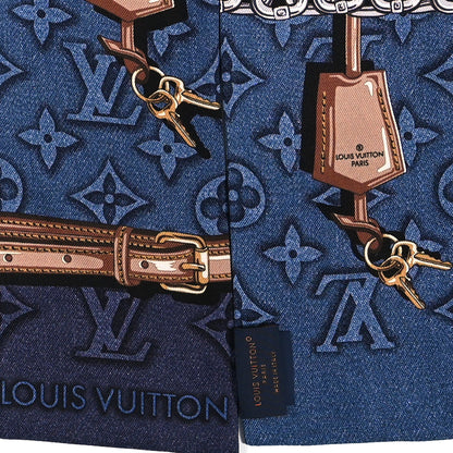 Louis Vuitton Silk Denimgram Confidential Bandeau Denim Blue 2 of 3