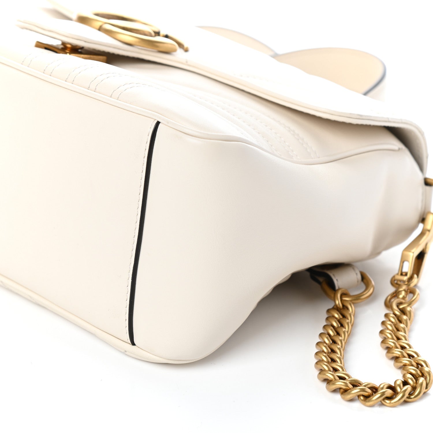 Gucci Calfskin Matelasse Small GG Marmont Top Handle Shoulder Bag White 8 of 8
