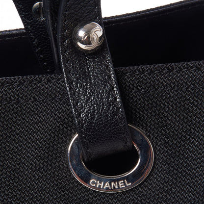 Chanel Coated Canvas Quilted Large Paris Biarritz Tote Black 7 of 9