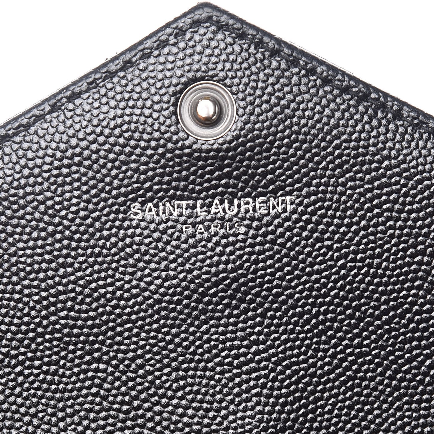 Grain De Poudre Matelasse Chevron Monogram Envelope Chain Wallet Black