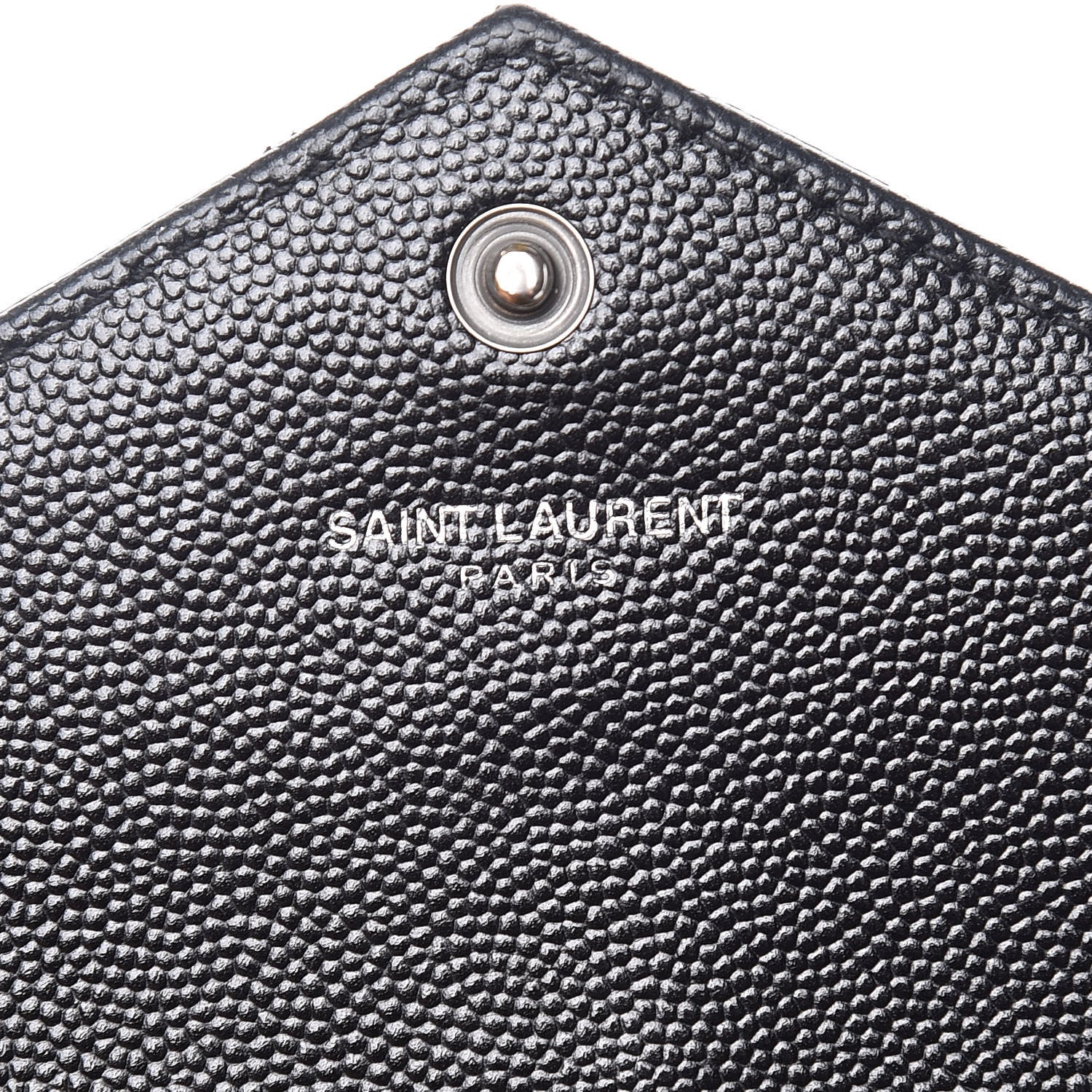 Saint Laurent Grain De Poudre Matelasse Chevron Monogram Envelope Chain Wallet Black 10 of 10