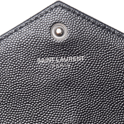 Saint Laurent Grain De Poudre Matelasse Chevron Monogram Envelope Chain Wallet Black 10 of 10