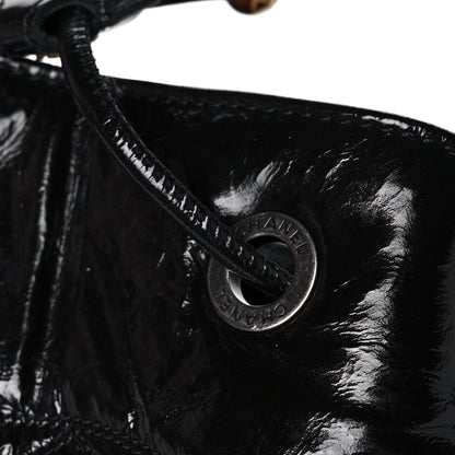 Chanel Shiny Aged Calfskin CC Chain Drawstring Bag Black 12 of 12