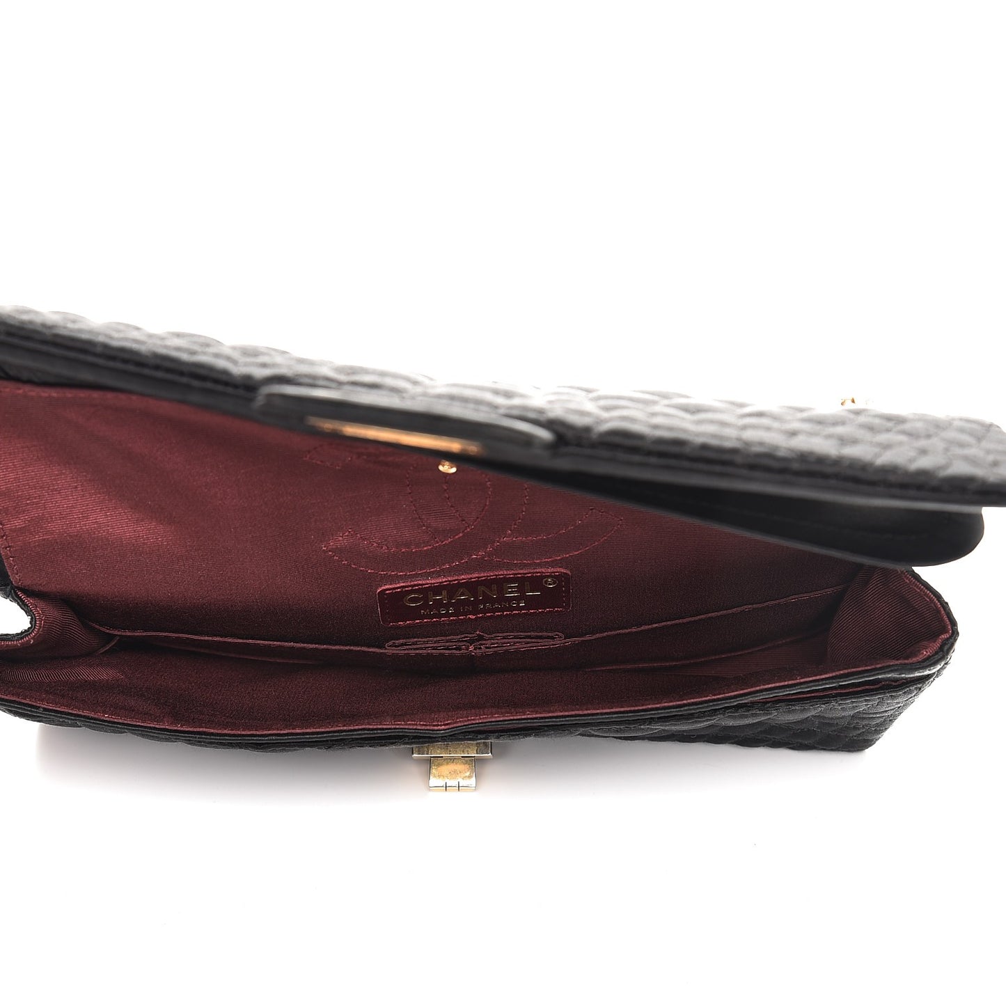 Satin Coco's Croc East West Double Flap Black