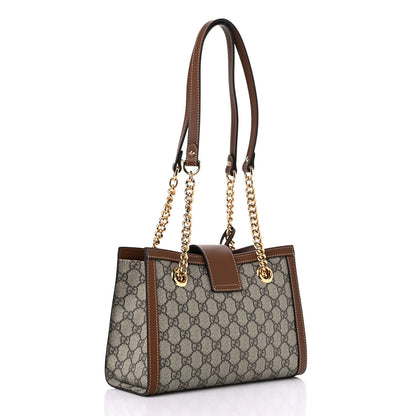Gucci GG Supreme Monogram Calfskin Small Padlock Tote Beige Ebony Tuscany 3 of 9