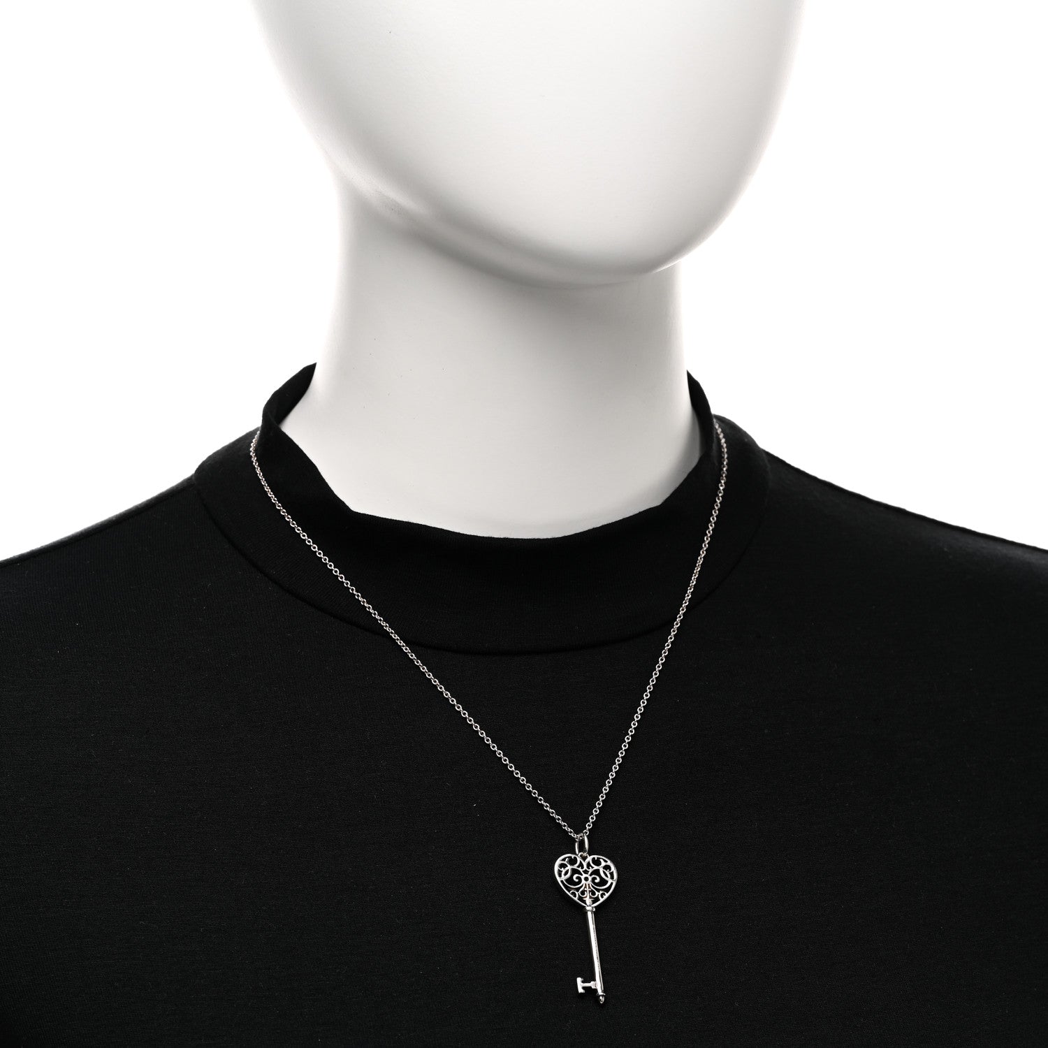 Tiffany Sterling Silver Blue Sapphire Enchant Heart Key Pendant Necklace 2 of 5