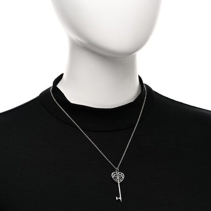 Tiffany Sterling Silver Blue Sapphire Enchant Heart Key Pendant Necklace 2 of 5