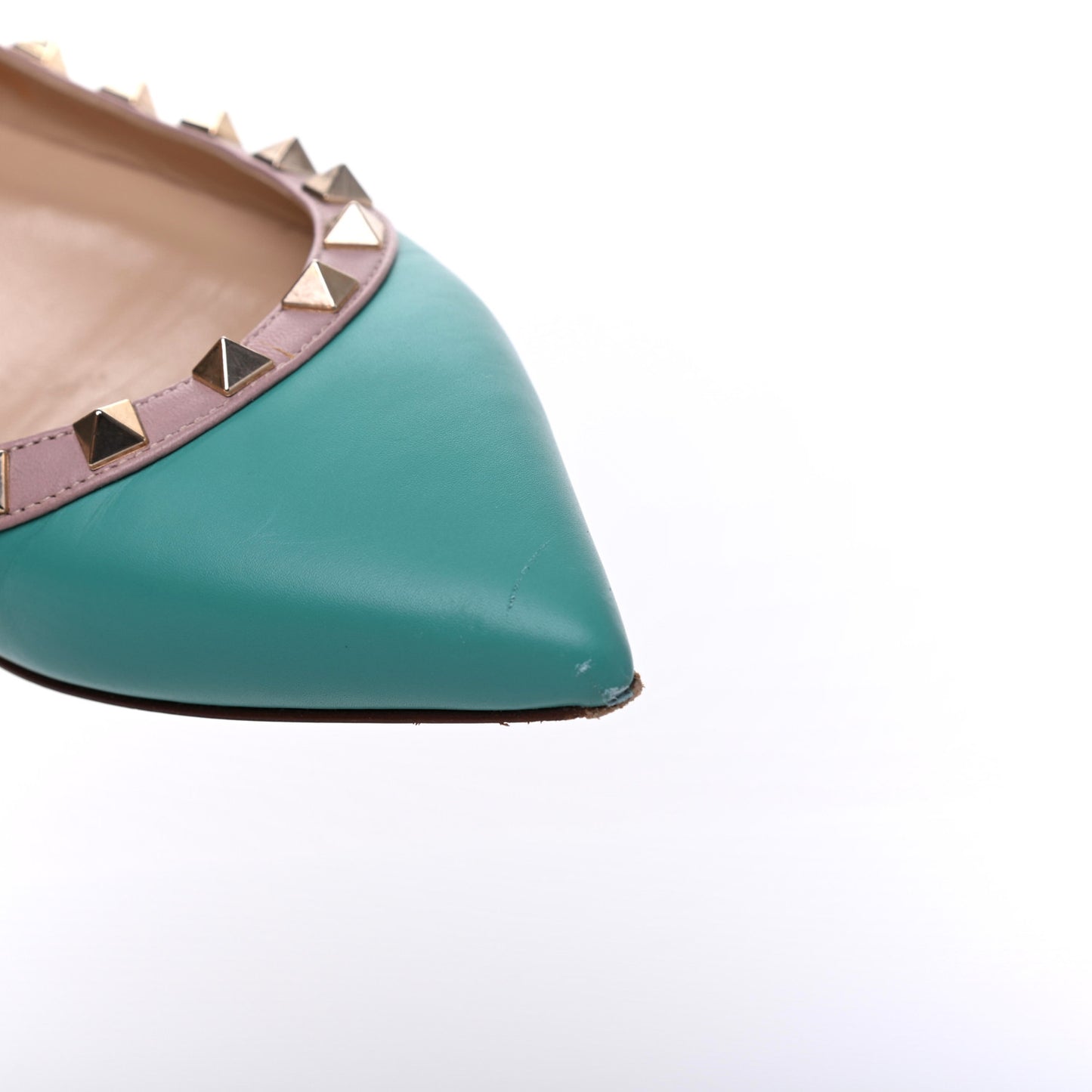 Calfskin Nappa Rockstud Ballerina Flats 37.5 Colibri Poudre