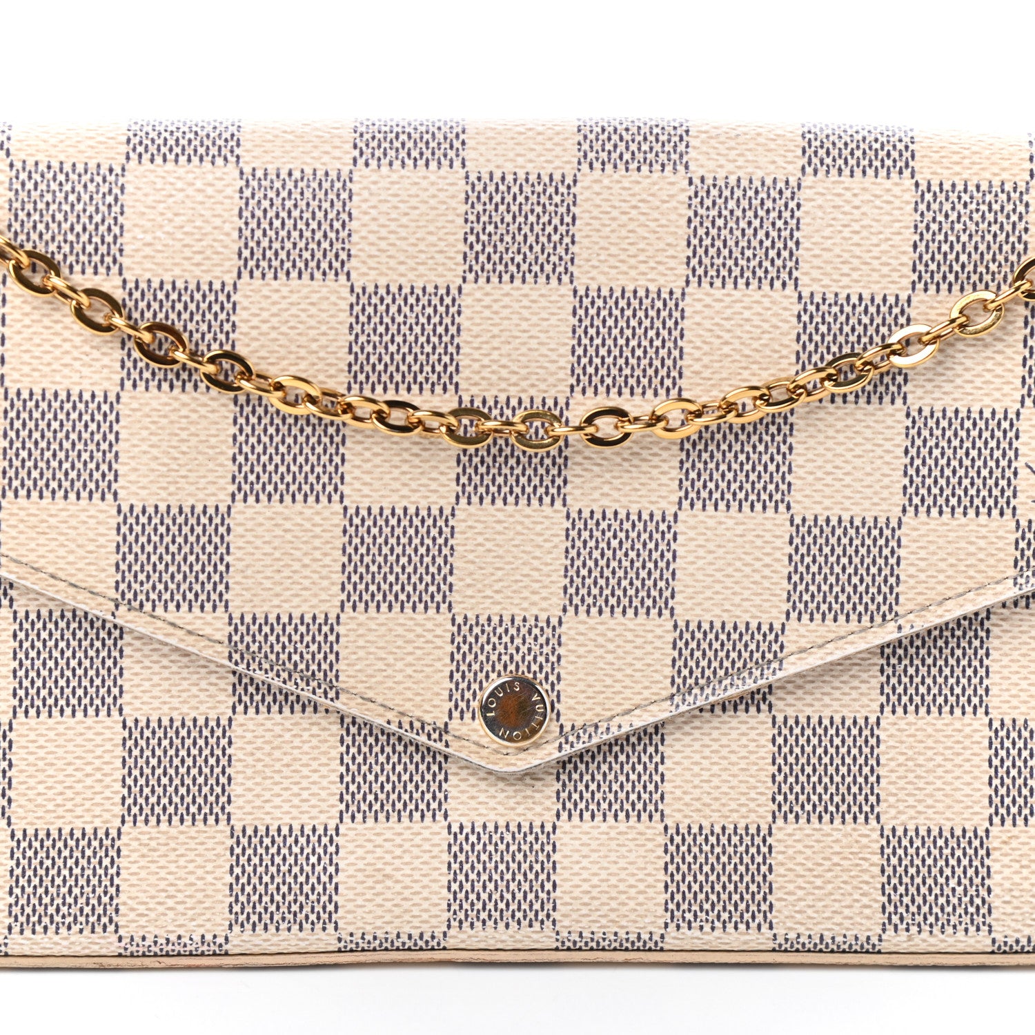 Louis Vuitton Damier Azur Pochette Felicie Chain Wallet Rose Ballerine 8 of 10