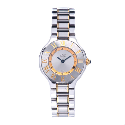 Cartier Stainless Steel 18K Yellow Gold 28mm Must De 21 Quartz Watch 1 of 7