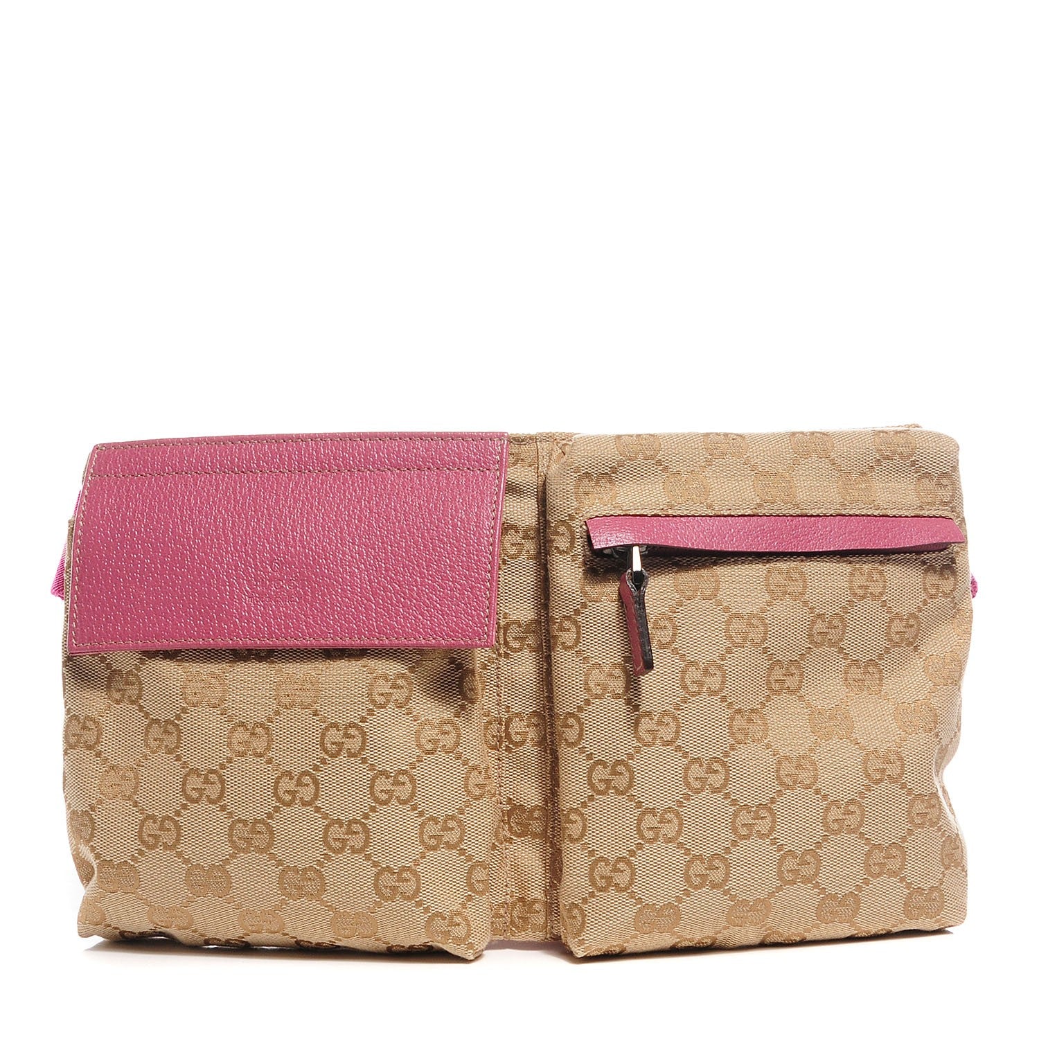 Gucci GG Monogram Web Double Pocket Belt Bag Pink 1 of 8