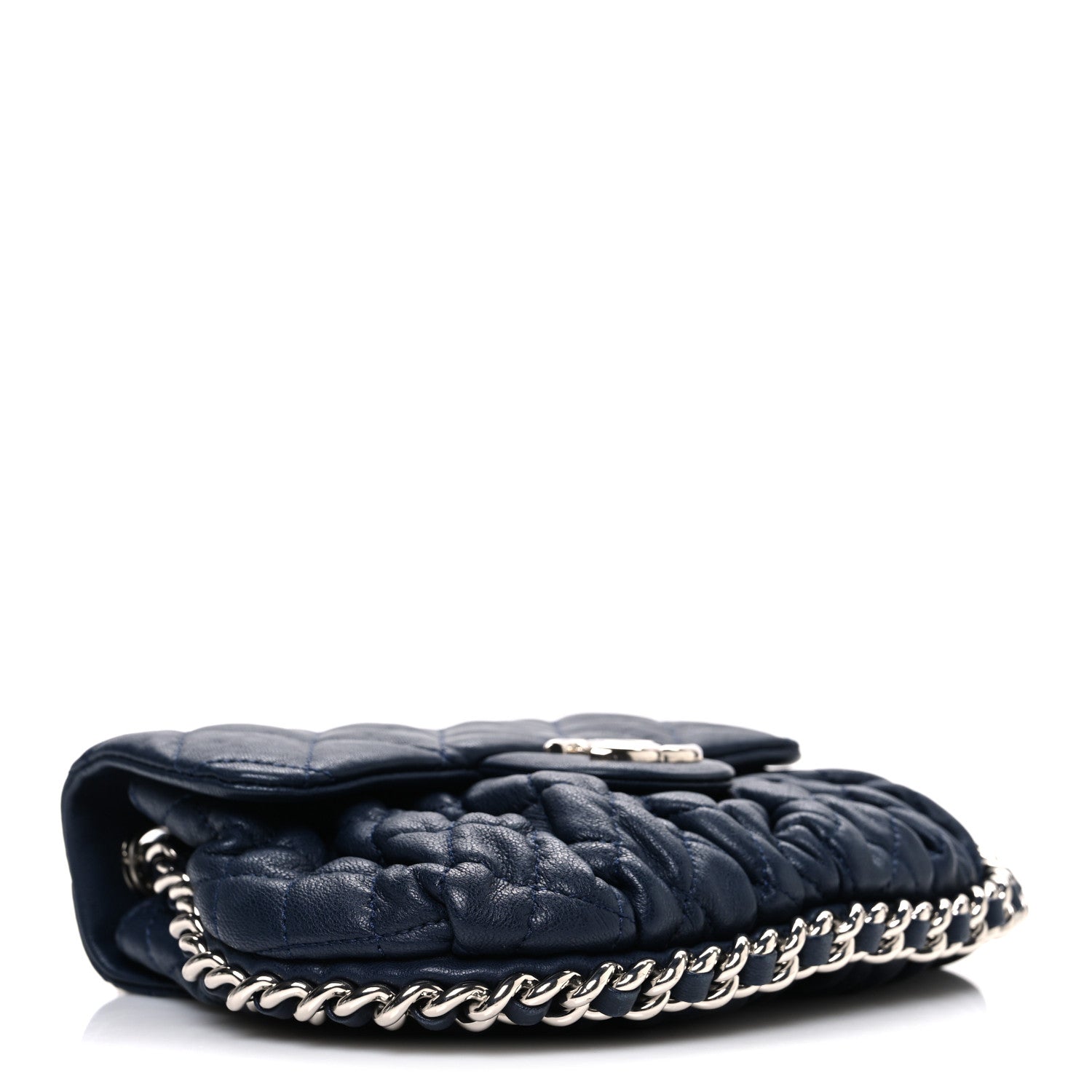 Chanel Washed Lambskin Quilted Mini Chain Around Messenger Navy Blue 4 of 10