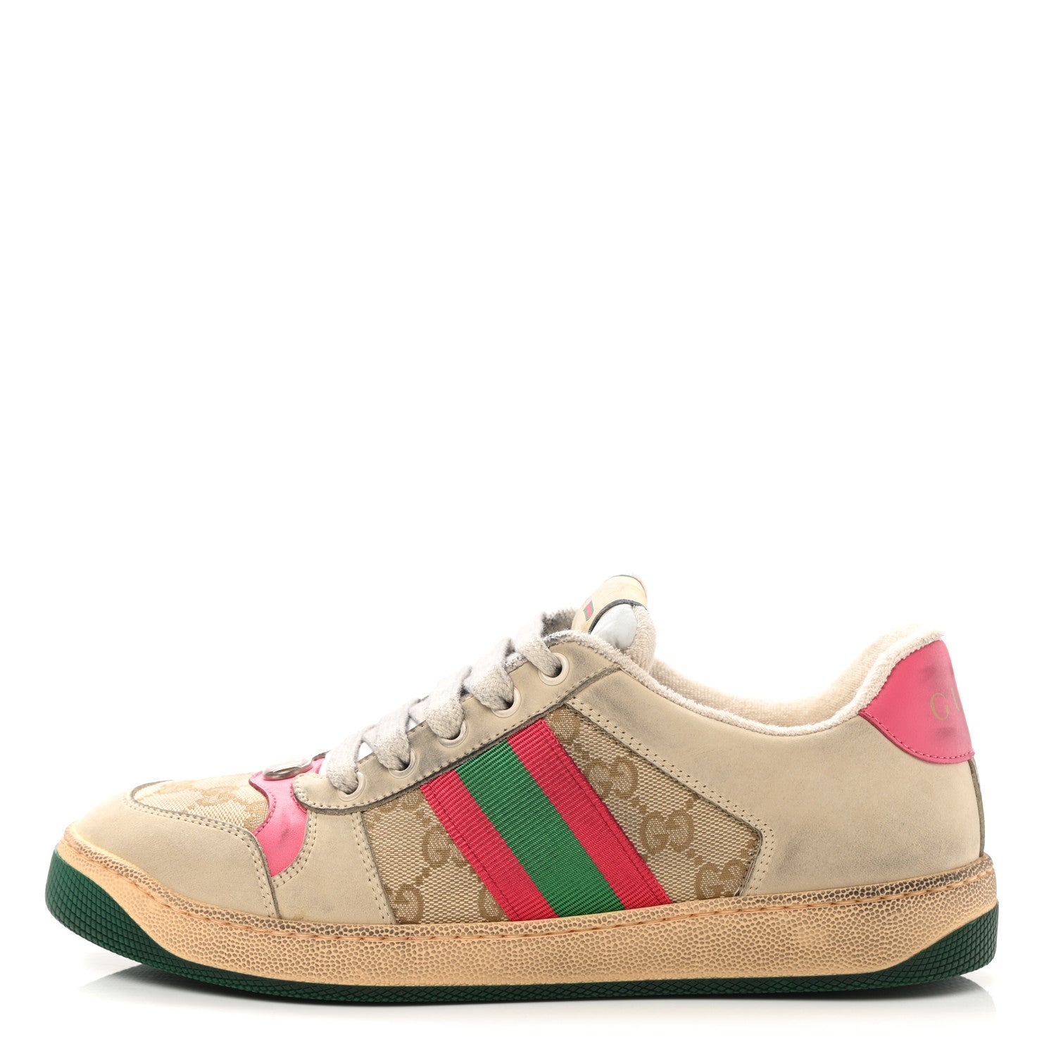Gucci GG Monogram Nubuck Web Womens Screener Sneakers 39 New Sand Dusty Milk Pink 1 of 10