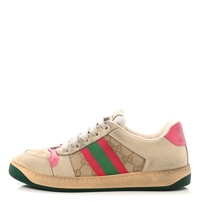 Gucci GG Monogram Nubuck Web Womens Screener Sneakers 39 New Sand Dusty Milk Pink 1 of 10