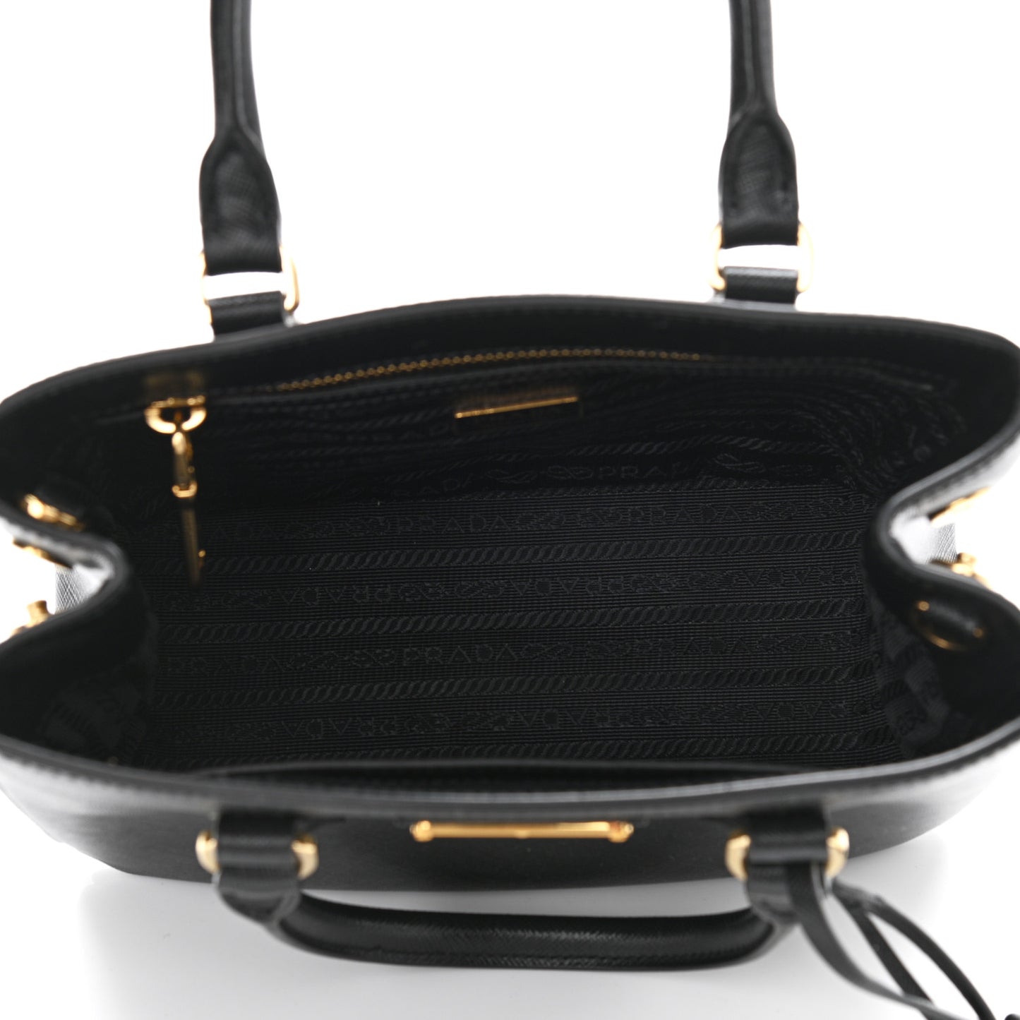 Saffiano Lux Micro Galleria Shoulder Bag Black