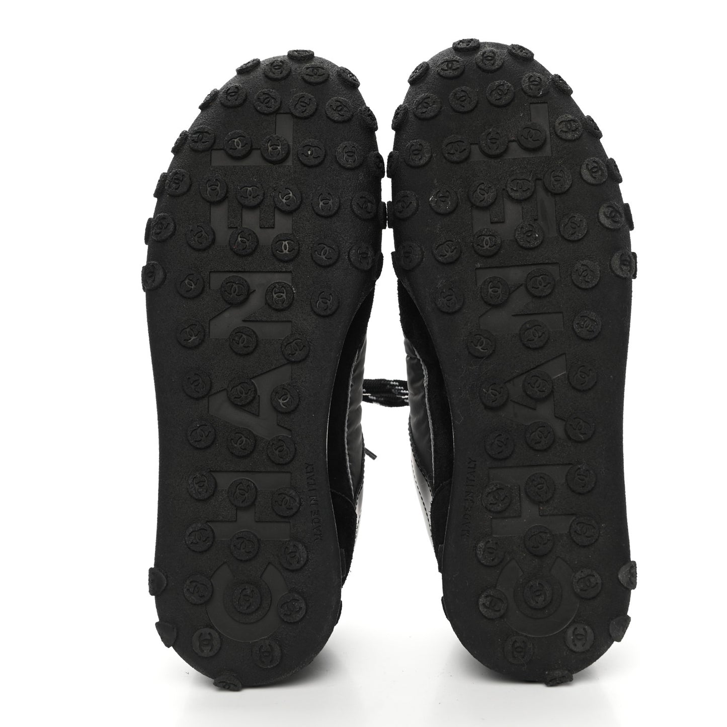 Nylon Calfskin Suede Womens CC Sneakers 37 Black Grey White
