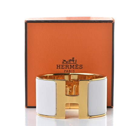 Hermes Enamel Extra Wide Clic Clac H Bracelet PM White 8 of 8