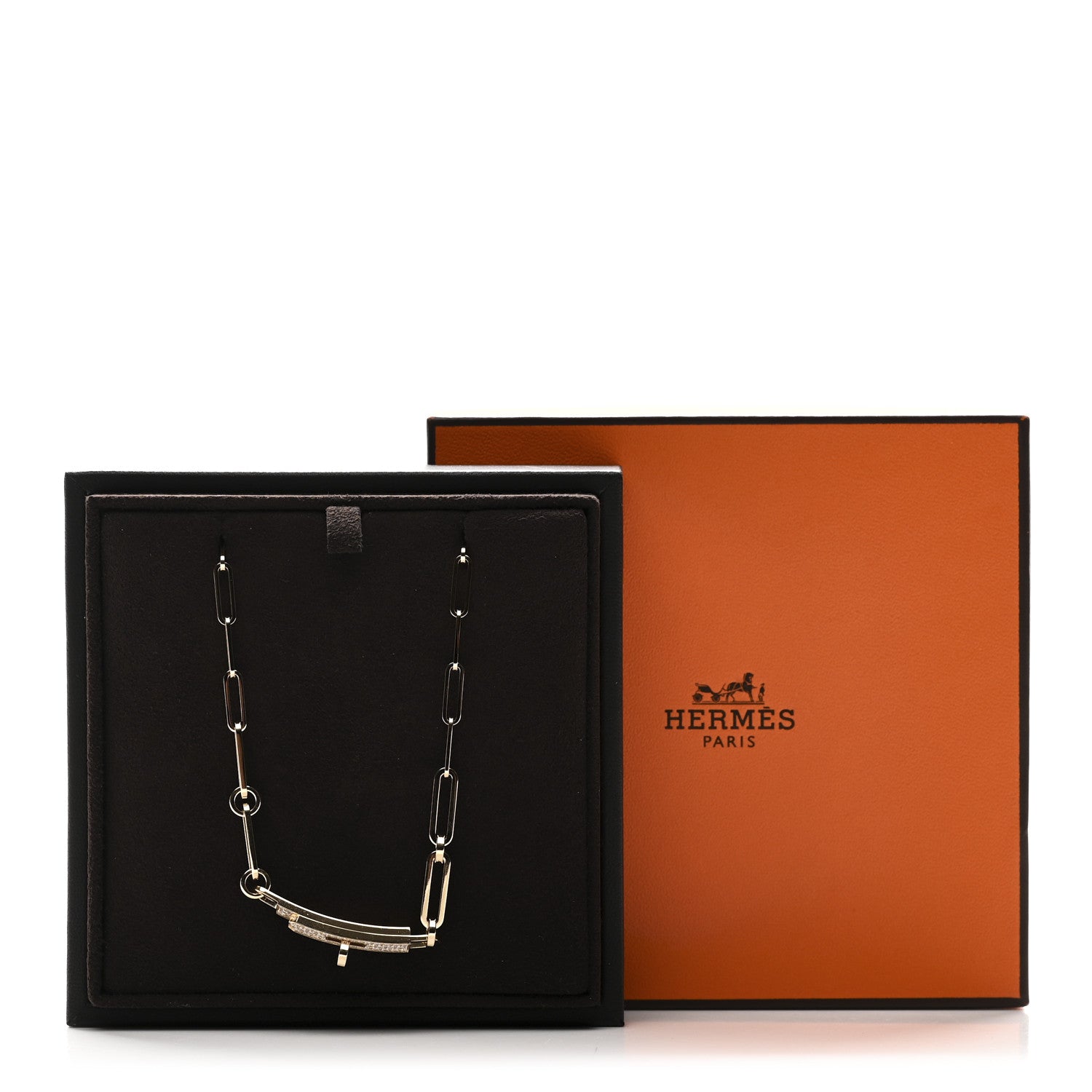 Hermes 18K Yellow Gold Diamond Pave Kelly Chaine Choker Necklace 6 of 6