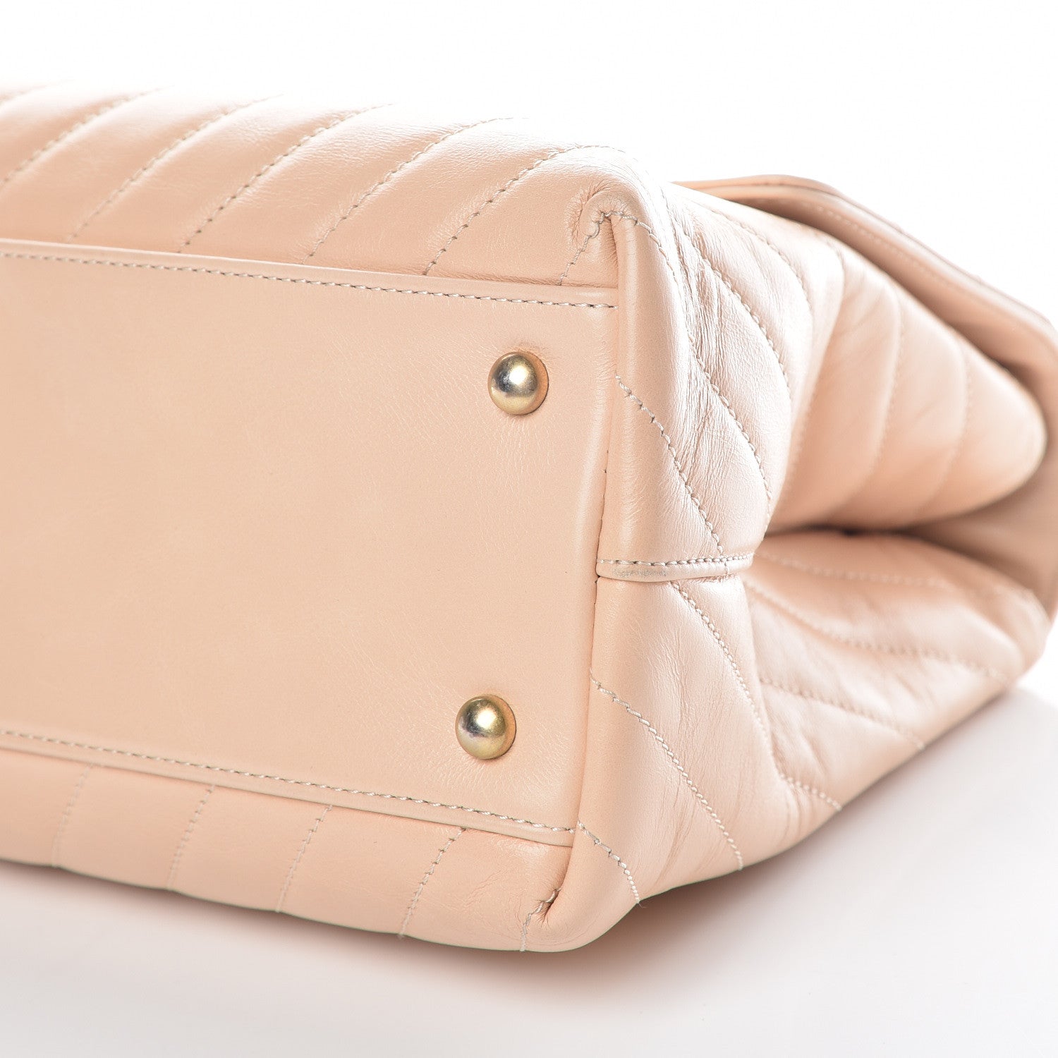 Chanel Calfskin Chevron Quilted Large Coco Handle Flap Light Beige 12 of 13