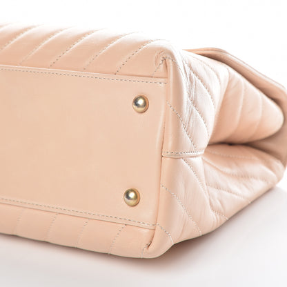 Chanel Calfskin Chevron Quilted Large Coco Handle Flap Light Beige 12 of 13