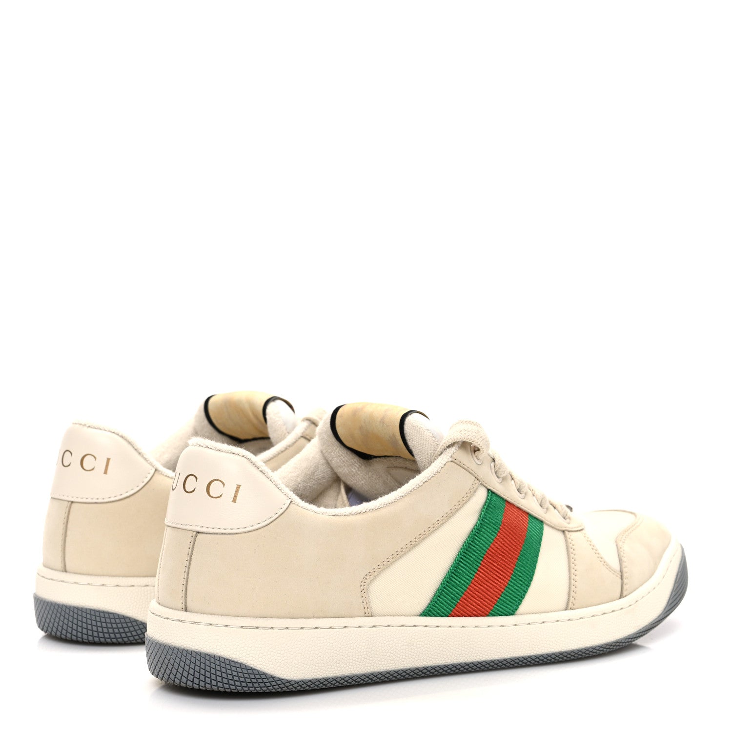 Gucci Nylon Nubuck Web Womens Screener Sneakers 40 Mystic White Dusty Milk 5 of 10