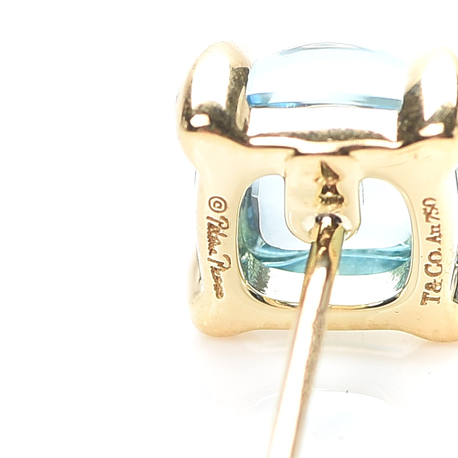 Tiffany 18K Yellow Gold Blue Topaz Paloma Picasso Sugar Stacks Earrings 5 of 6