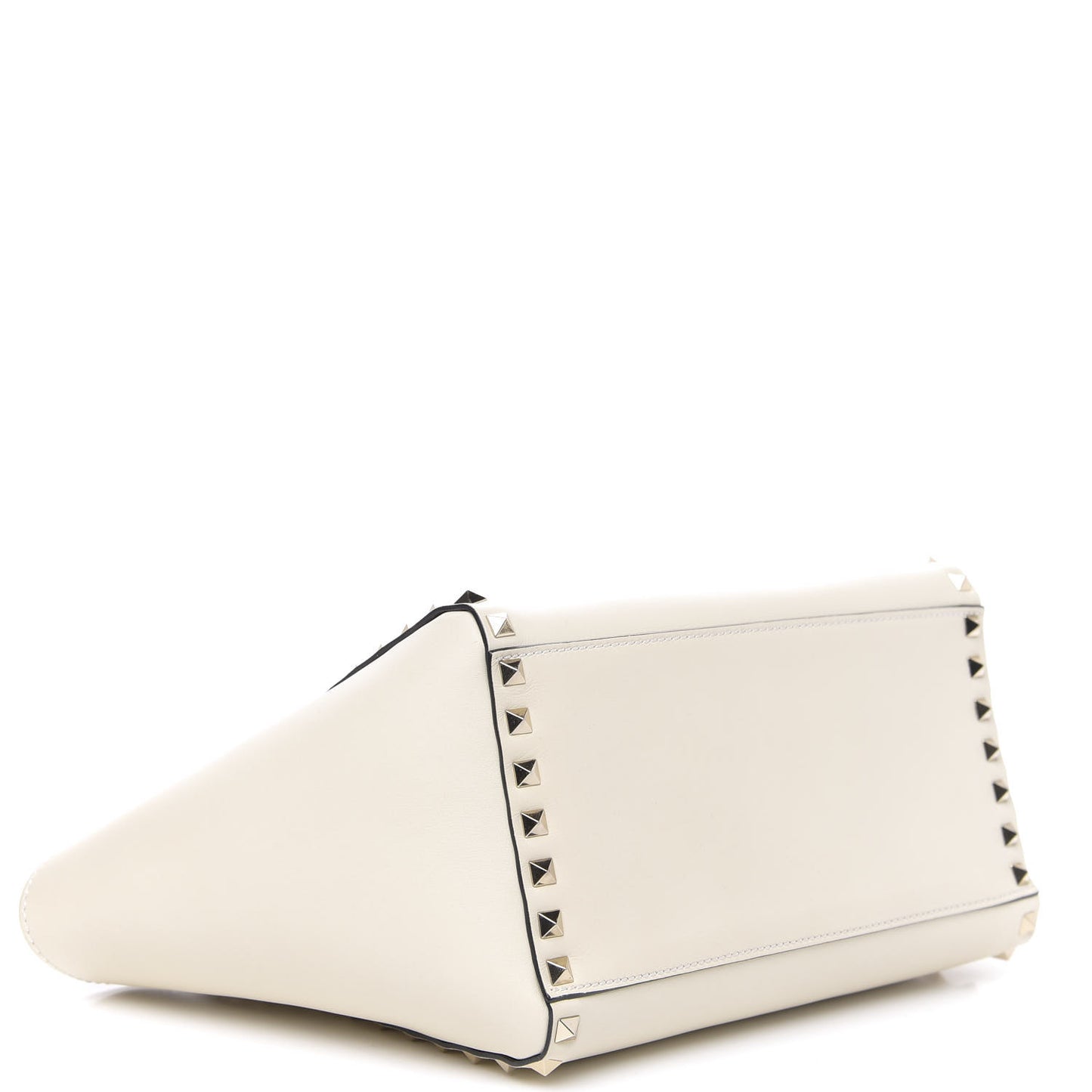 Vitello Small Rockstud Double Handle Tote Ivory