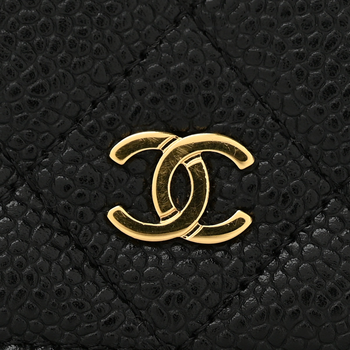 Caviar Quilted Wallet on Chain WOC Black