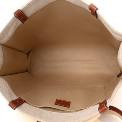Chloe Cotton Calfskin Large Woody Ribbon Tote White Brown 5 of 11