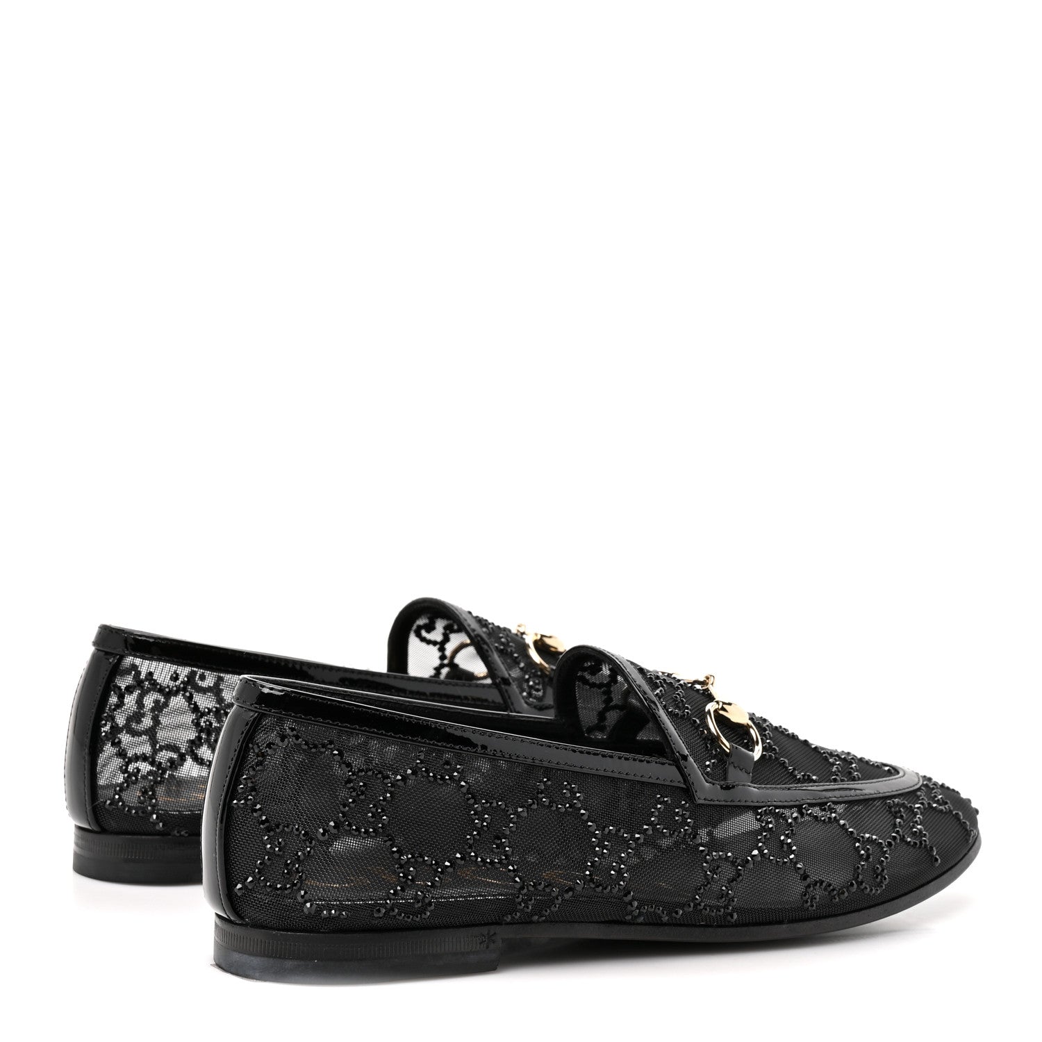Gucci Tela Retino Kid Scamosciato Crystal GG Monogram Jordaan Loafer 35.5 Black 5 of 9