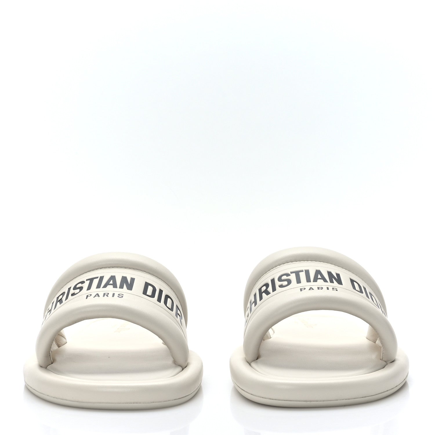 Christian Dior Lambskin Embossed Every-D Flat Slide Sandals 38 Off White 2 of 8