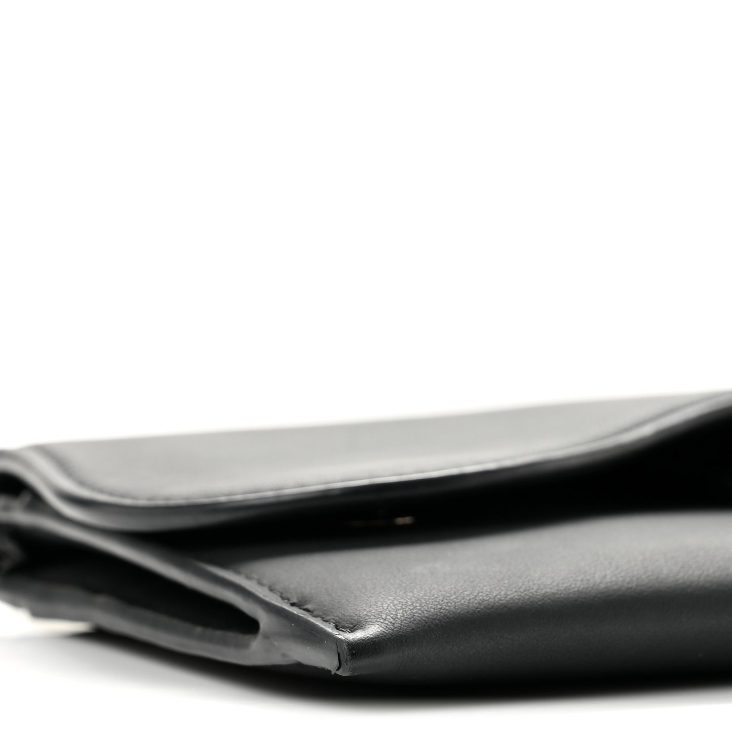 Ultra Matte Calfskin Saddle Chain Wallet Pouch Black
