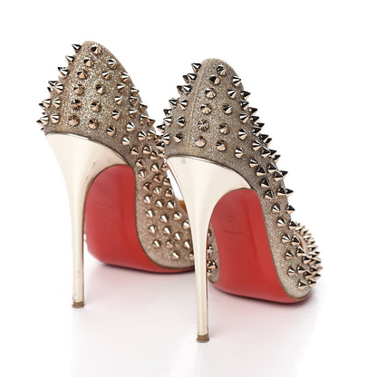 Christian Louboutin Glitter Mini Specchio Follies Spikes 120 Pumps 37 Ivory Colombe 4 of 11